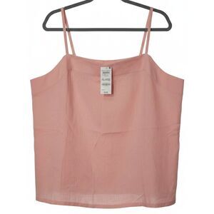 Womens xl blush pink linen blouse square neck tank shirt state of day